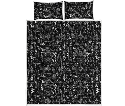 Black And White Mystic Wicca Print Quilt Bed Set