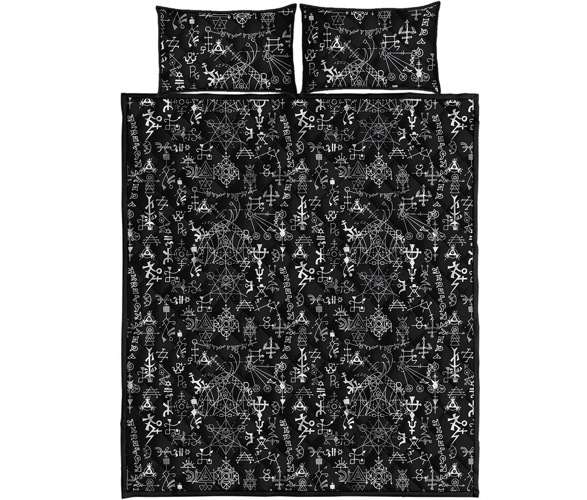 Black And White Mystic Wicca Print Quilt Bed Set