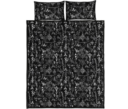 Black And White Mystic Wicca Print Quilt Bed Set