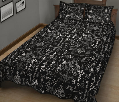 Black And White Mystic Wicca Print Quilt Bed Set