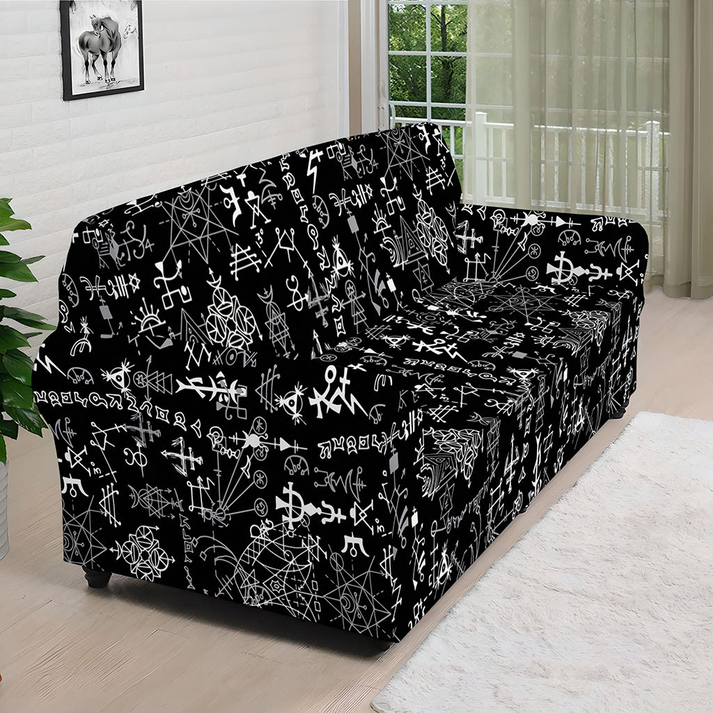 Black And White Mystic Wicca Print Sofa Cover