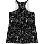 Black And White Mystic Wicca Print Women's Racerback Tank Top