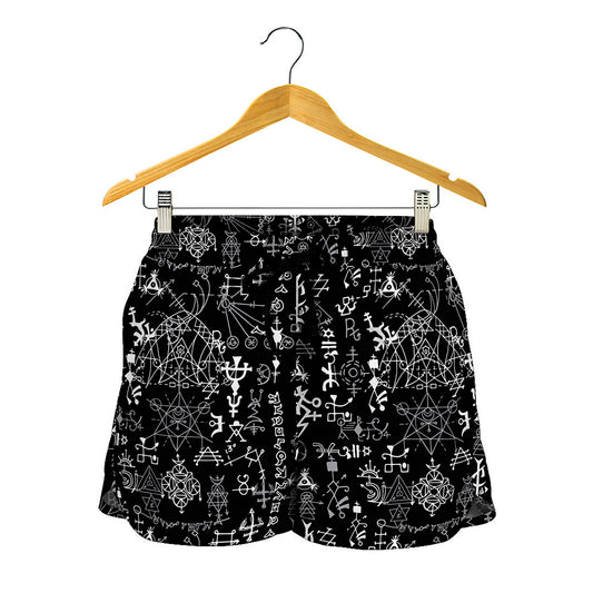 Black And White Mystic Wicca Print Women's Shorts