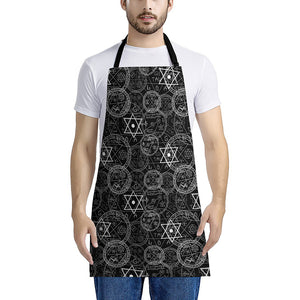 Black And White Mystic Witch Print Apron