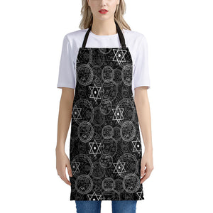 Black And White Mystic Witch Print Apron