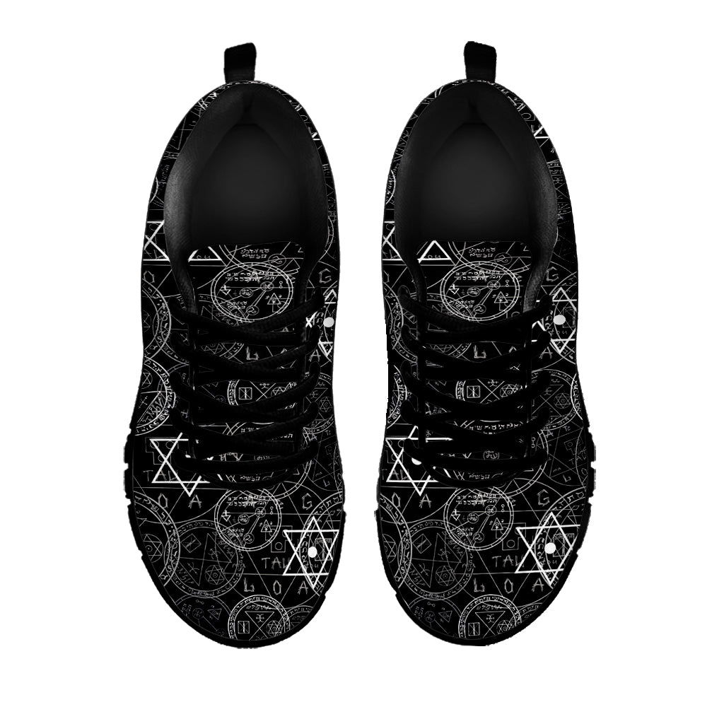 Black And White Mystic Witch Print Black Sneakers