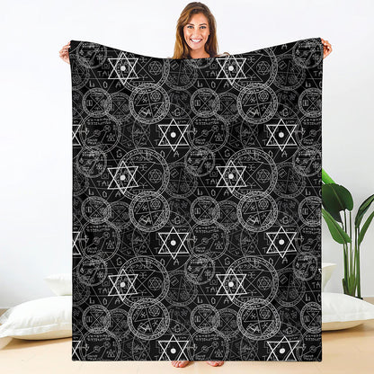 Black And White Mystic Witch Print Blanket
