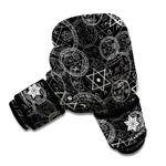 Black And White Mystic Witch Print Boxing Gloves