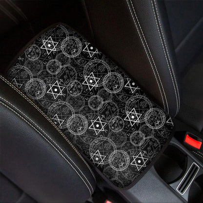 Black And White Mystic Witch Print Car Center Console Cover