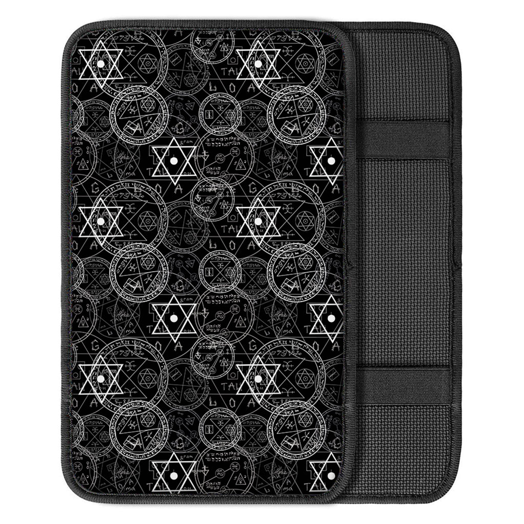 Black And White Mystic Witch Print Car Center Console Cover
