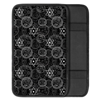 Black And White Mystic Witch Print Car Center Console Cover