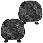 Black And White Mystic Witch Print Car Headrest Covers