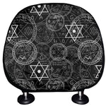Black And White Mystic Witch Print Car Headrest Covers