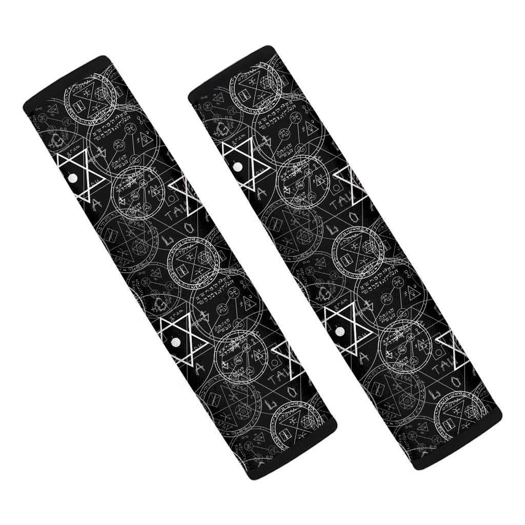 Black And White Mystic Witch Print Car Seat Belt Covers