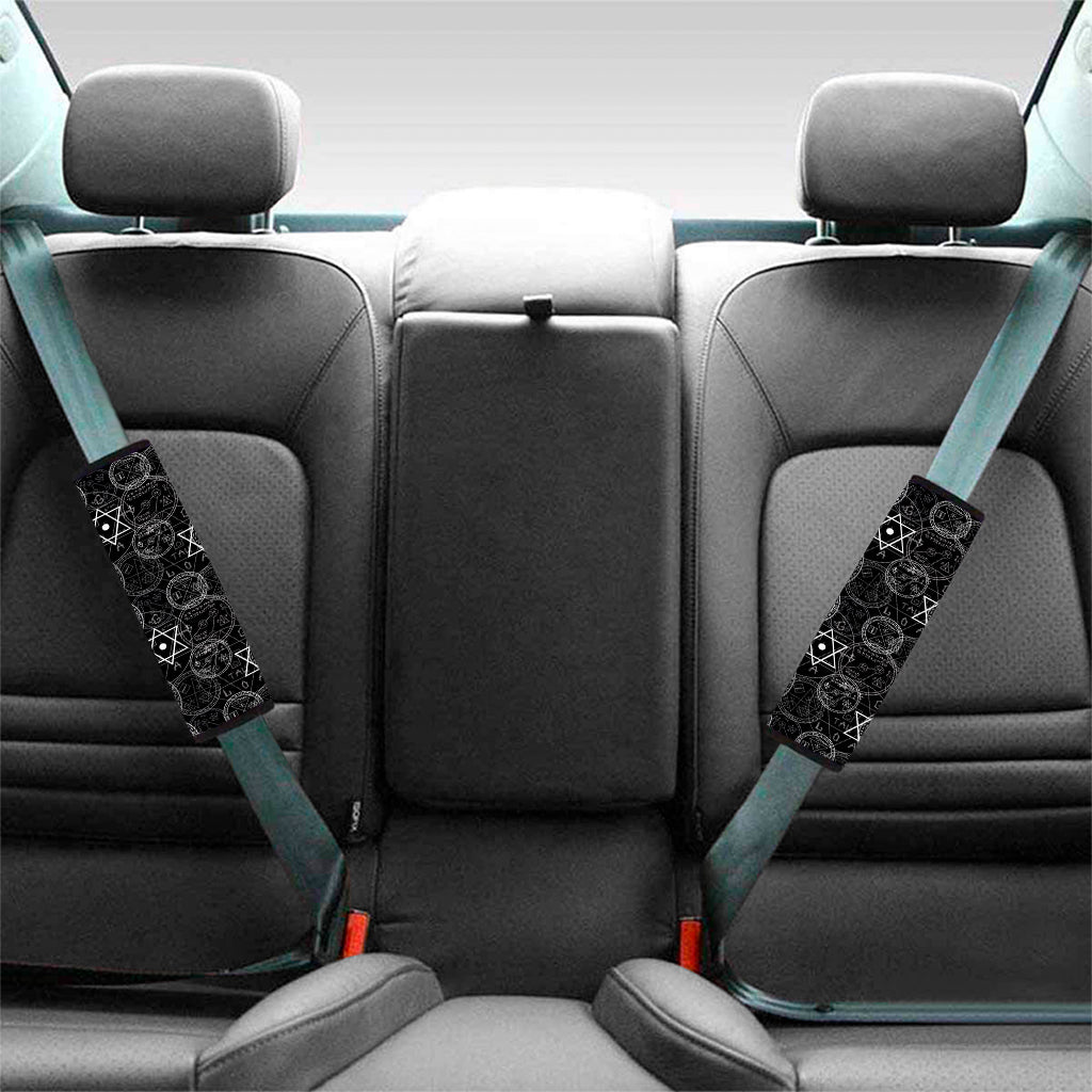 Black And White Mystic Witch Print Car Seat Belt Covers