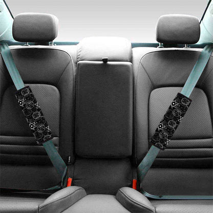 Black And White Mystic Witch Print Car Seat Belt Covers