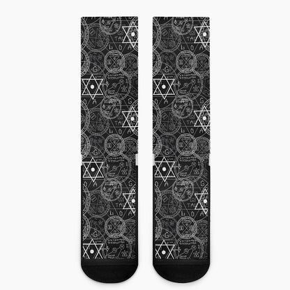 Black And White Mystic Witch Print Crew Socks