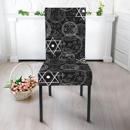 Black And White Mystic Witch Print Dining Chair Slipcover