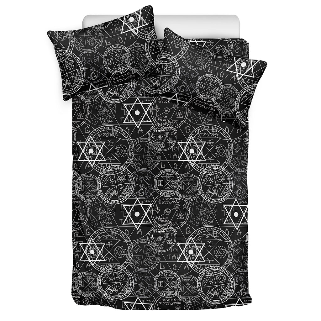 Black And White Mystic Witch Print Duvet Cover Bedding Set