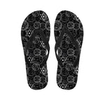 Black And White Mystic Witch Print Flip Flops