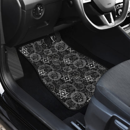 Black And White Mystic Witch Print Front and Back Car Floor Mats