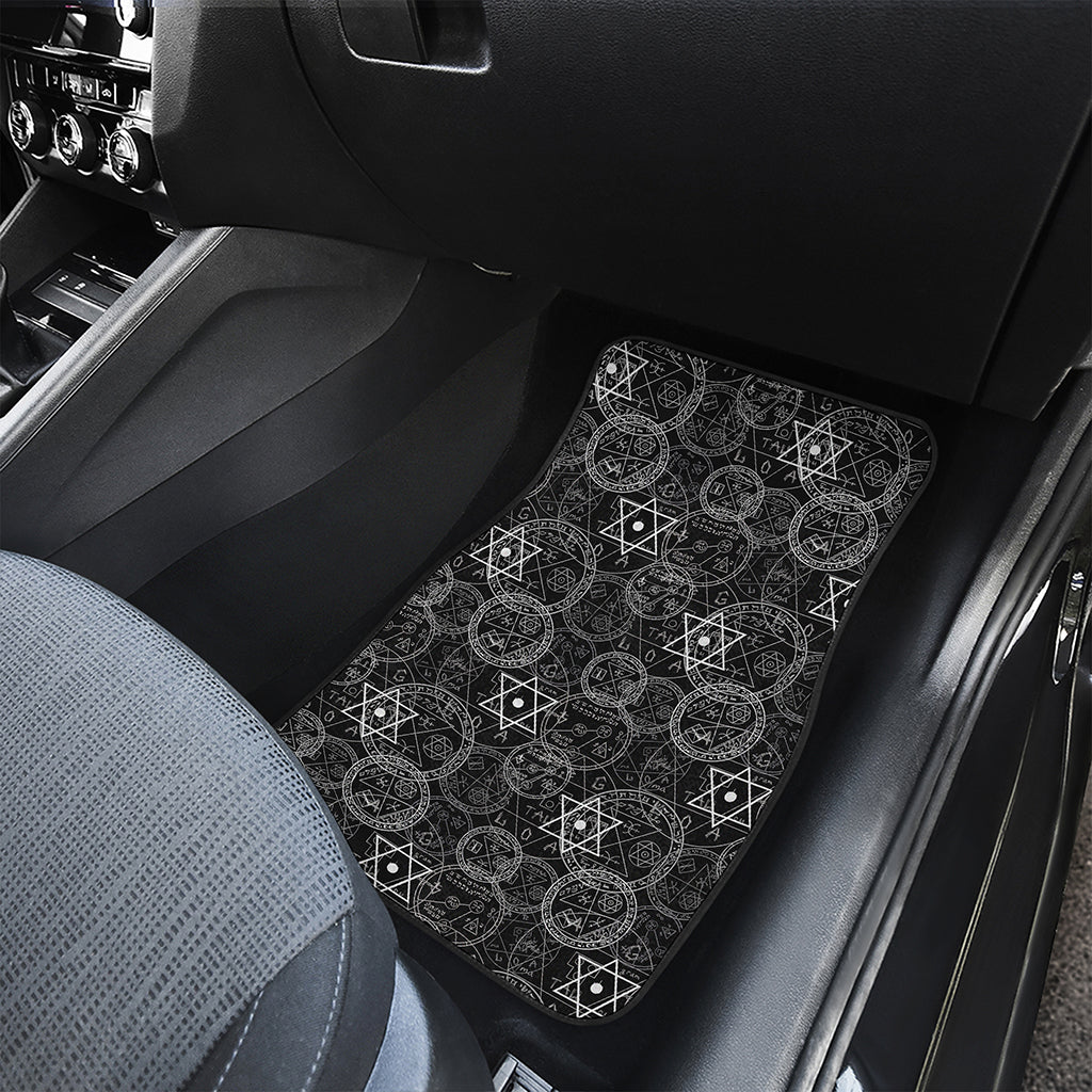 Black And White Mystic Witch Print Front and Back Car Floor Mats