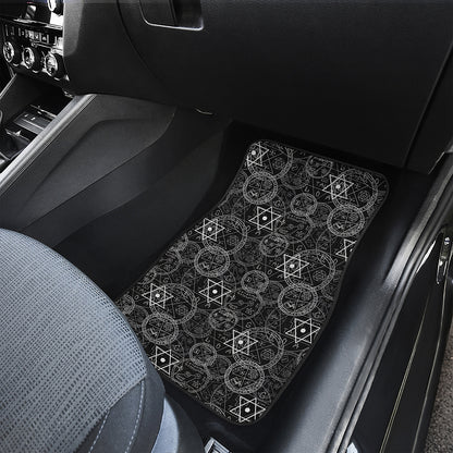 Black And White Mystic Witch Print Front and Back Car Floor Mats