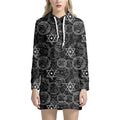 Black And White Mystic Witch Print Pullover Hoodie Dress