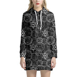 Black And White Mystic Witch Print Hoodie Dress