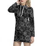 Black And White Mystic Witch Print Hoodie Dress