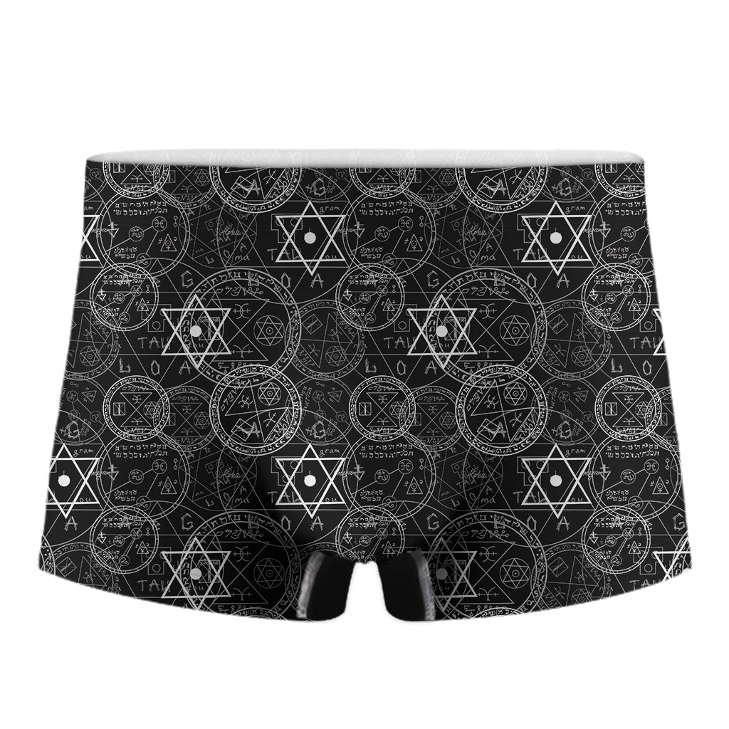 Black And White Mystic Witch Print Men's Boxer Briefs