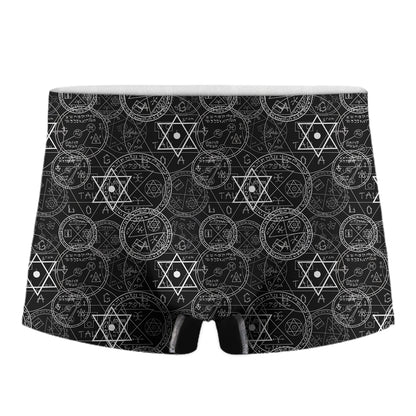 Black And White Mystic Witch Print Men's Boxer Briefs