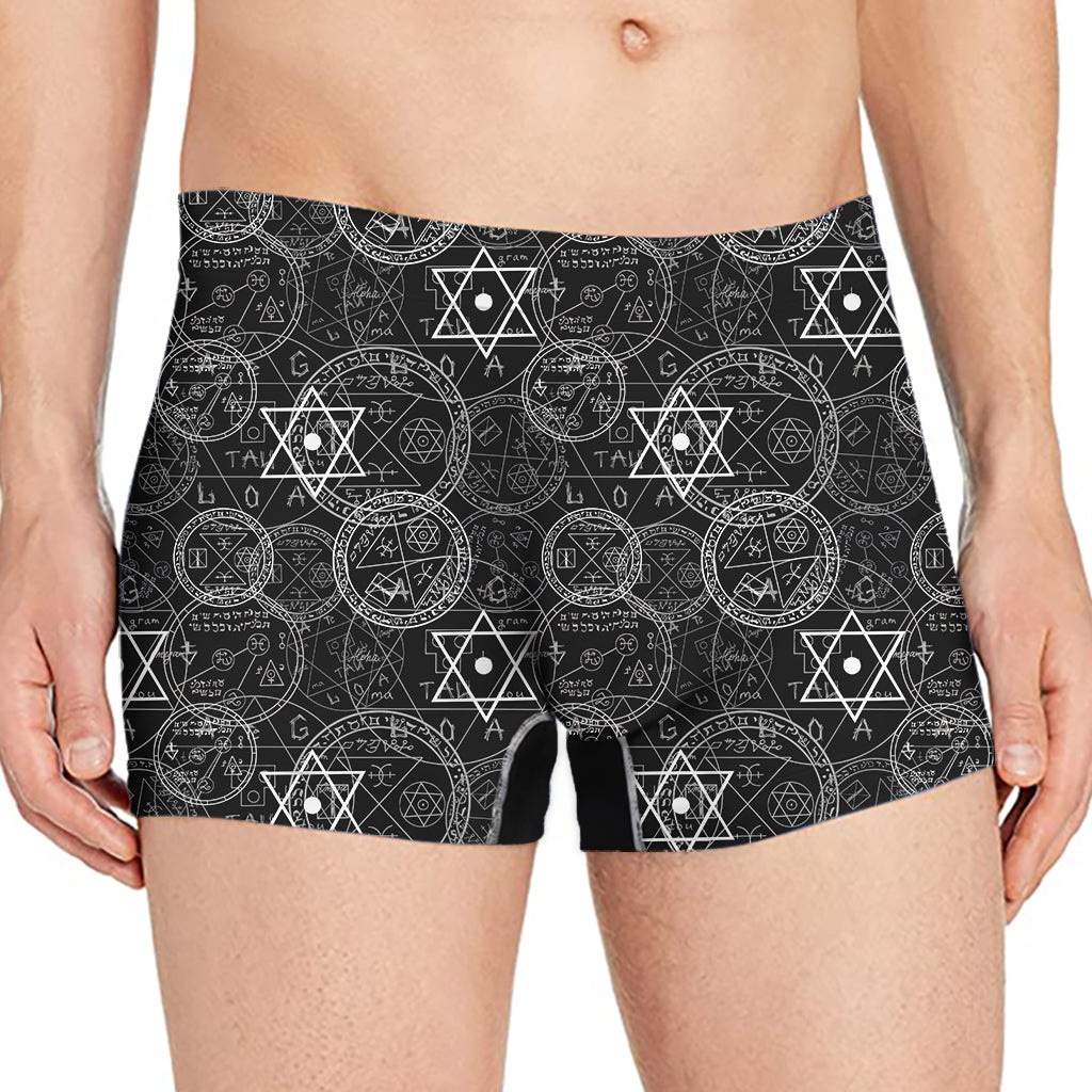 Black And White Mystic Witch Print Men's Boxer Briefs