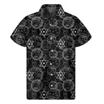 Black And White Mystic Witch Print Men's Short Sleeve Shirt
