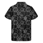 Black And White Mystic Witch Print Men's Short Sleeve Shirt