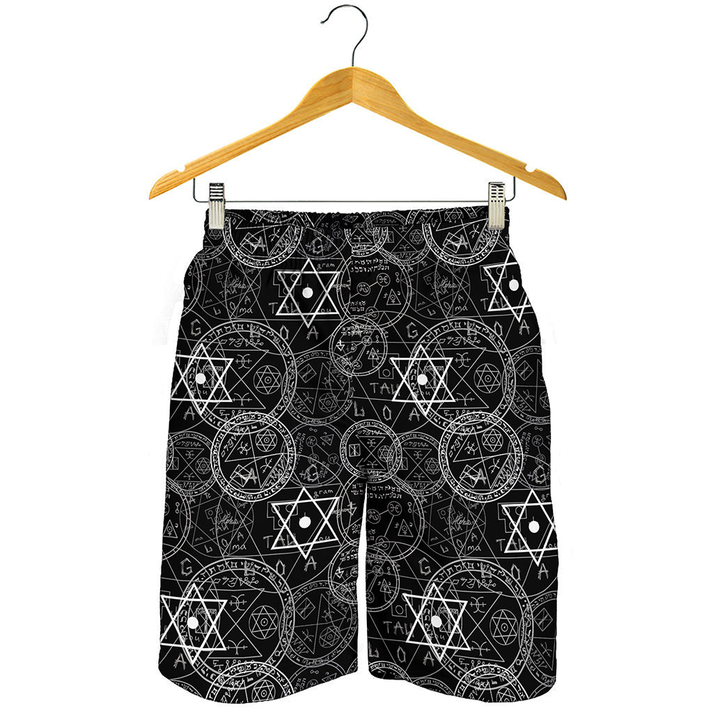 Black And White Mystic Witch Print Men's Shorts