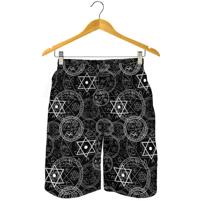 Black And White Mystic Witch Print Men's Shorts