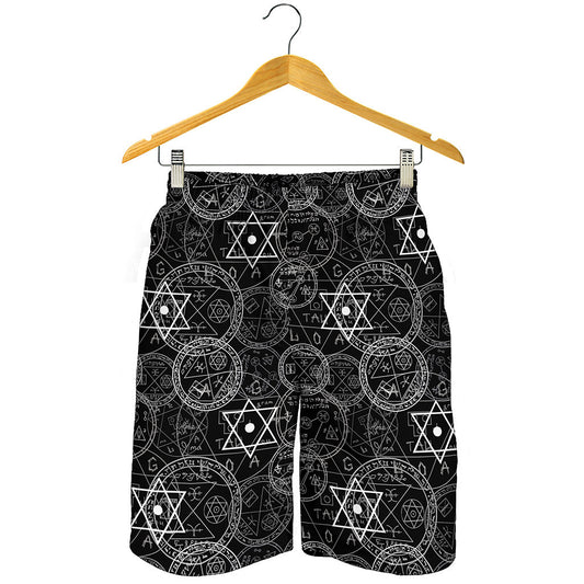 Black And White Mystic Witch Print Men's Shorts