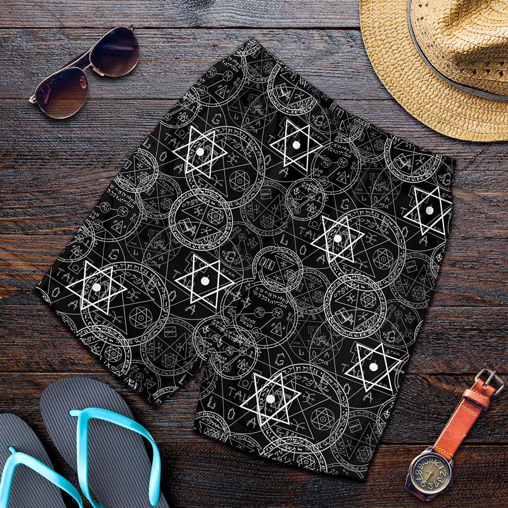 Black And White Mystic Witch Print Men's Shorts