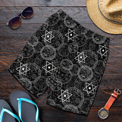 Black And White Mystic Witch Print Men's Shorts