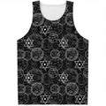 Black And White Mystic Witch Print Men's Tank Top