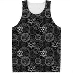 Black And White Mystic Witch Print Men's Tank Top