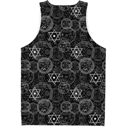 Black And White Mystic Witch Print Men's Tank Top