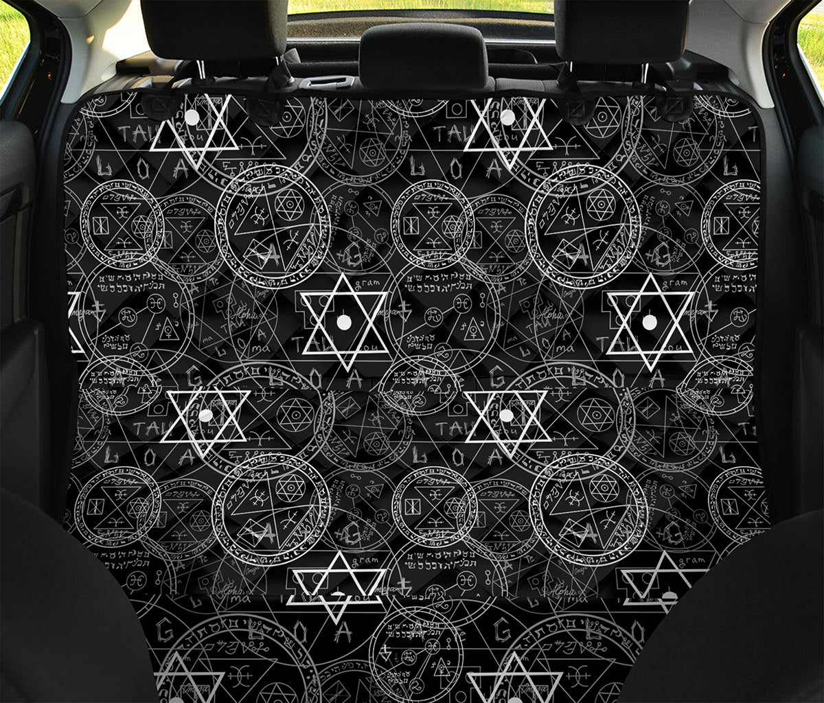 Black And White Mystic Witch Print Pet Car Back Seat Cover