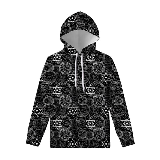 Black And White Mystic Witch Print Pullover Hoodie