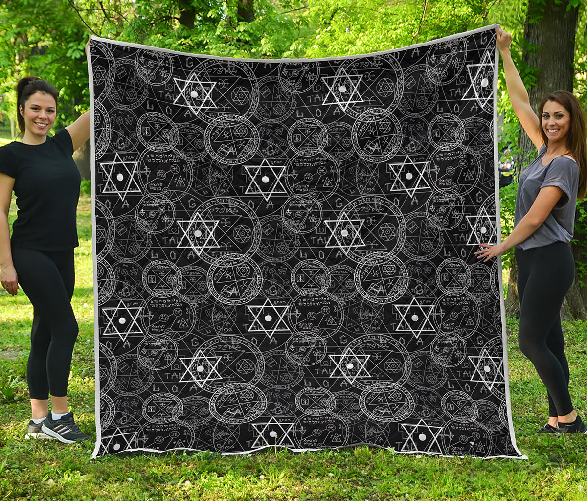 Black And White Mystic Witch Print Quilt
