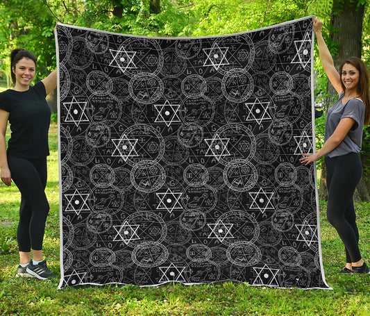 Black And White Mystic Witch Print Quilt