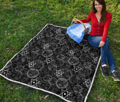 Black And White Mystic Witch Print Quilt