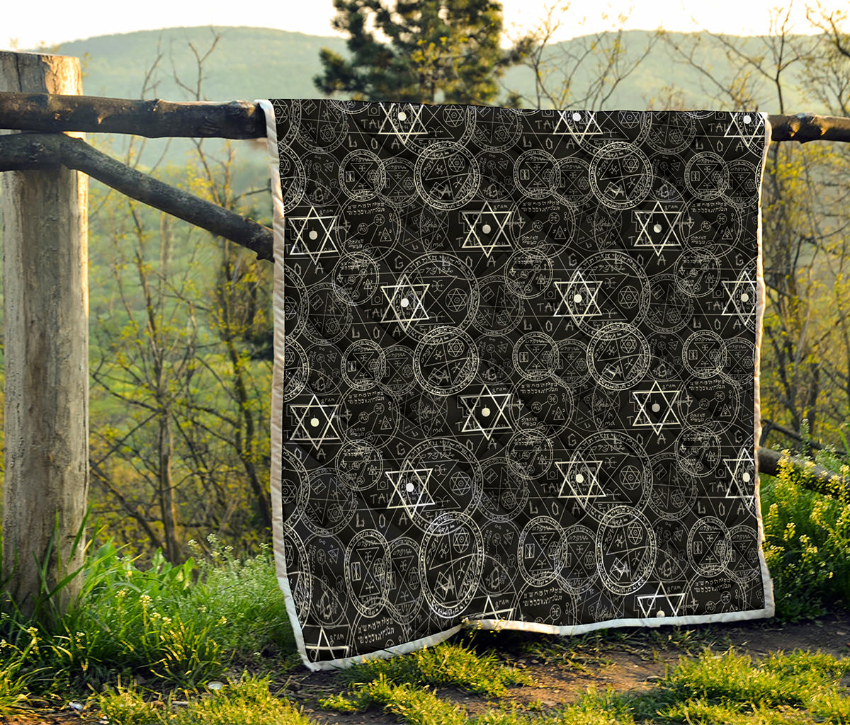 Black And White Mystic Witch Print Quilt