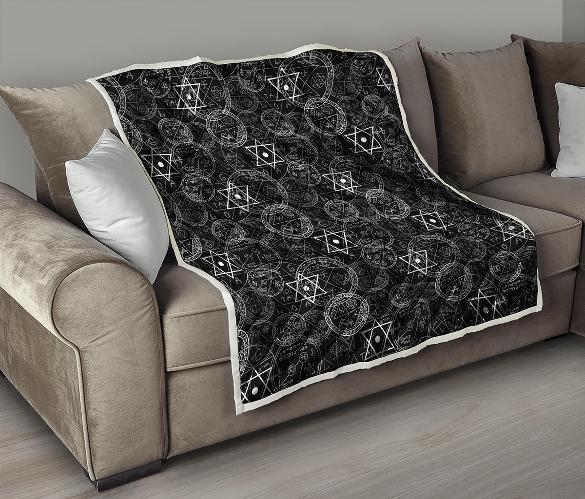 Black And White Mystic Witch Print Quilt